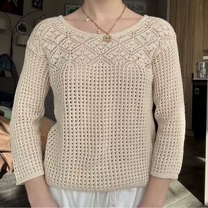 Vintage crochet open knit long sleeve top full length